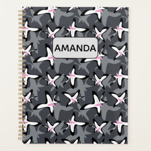 Agenda Flores abstractas rosadas grises modernas