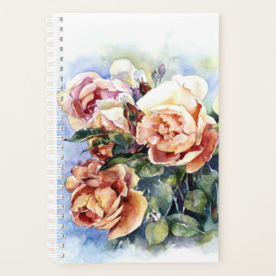 Agenda Flores acuarelas naranja rosa ilustracion fl