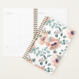 Agenda Flores acuarelas Rubor de moda