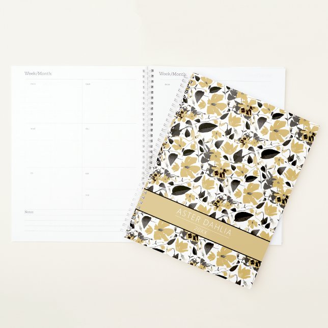Agenda Flores amarillas Clematis Personalizadas (Clematis Yellow Flowers Personalized Planner from Studio Posies. )