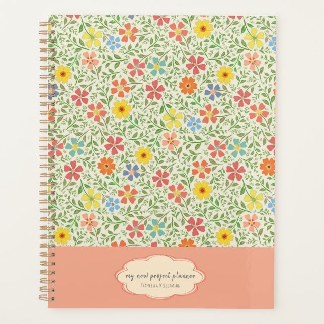 Agenda Flores amarillas rosadas florales Estilo de cosech (Anverso)