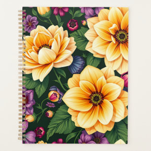 Agenda Flores amarillas y violetas coloridas florales