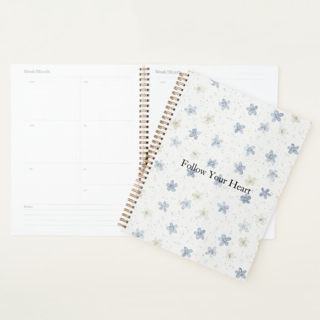 Agenda Flores Azules Crema Chic   (Demostración)