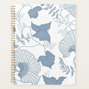 Agenda Flores azules japonesas de fondo blanco