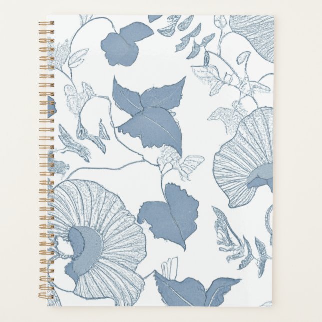 Agenda Flores azules japonesas de fondo blanco (Anverso)