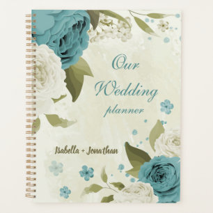 Agenda flores blancas azules vegetación boda