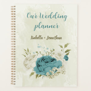 Agenda flores blancas azules vegetación boda