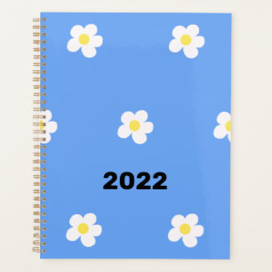 Agenda Flores blancas de fondo azul 2022