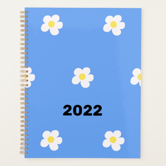Agenda Flores blancas de fondo azul 2022 (Anverso)