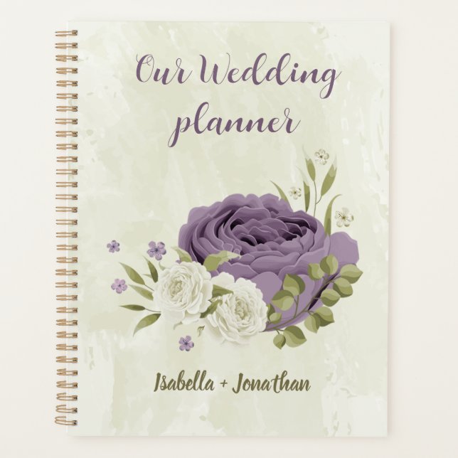 Agenda flores blancas malva vegetación boda (Anverso)
