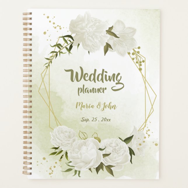 Agenda flores blancas románticas vegetación boda (Anverso)