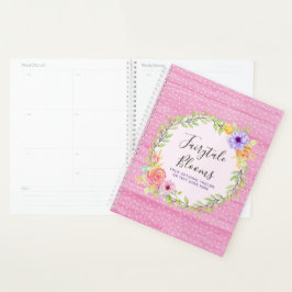 Agenda Flores Caprichosas Rosas y Madera Rosa Rústica Fem