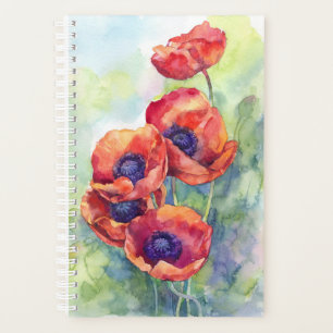 Agenda Flores color agua flores rojas de ilustracion de a