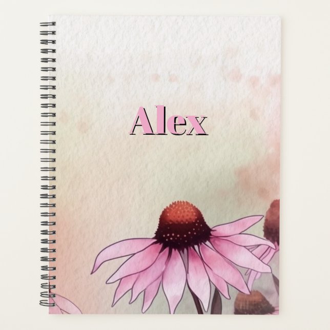 Agenda Flores Dazy de Acuarela Moderna & personalizar (Anverso)
