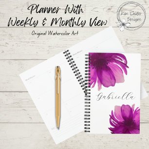 Agenda Flores de acuarela botánica rosa