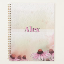 Flores de Acuarela Modernas & nombre personalizado