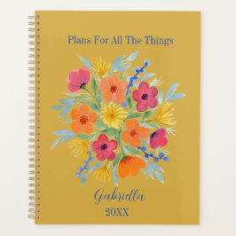 Agenda Flores de acuarela personalizadas en amarillo