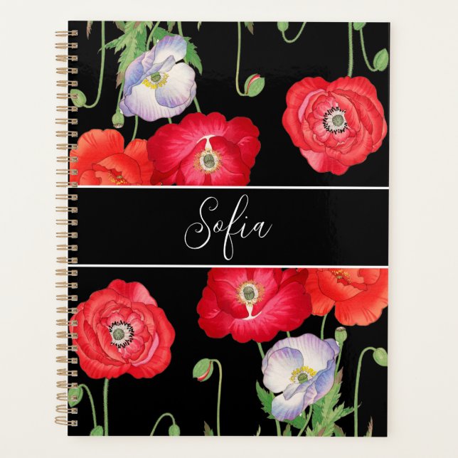 Agenda Flores de adormidera de época Monogramadas Floral  (Anverso)