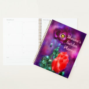 Agenda Flores de amapola Jardín de flores de coral morado