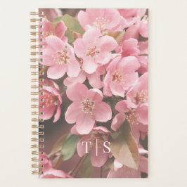 Agenda Flores de arce rosado monogramadas