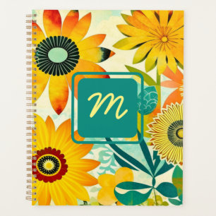 Agenda Flores de arte folclórico de bonito monogramadas