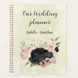 Agenda flores de boda de color rosa rubor negro