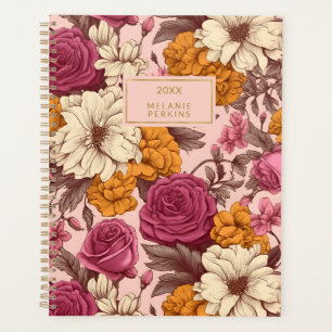 Agenda Flores de Boho rosa rosa rosa de crema floral vint