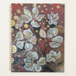 Agenda Flores de cerezo blanco en el fondo de los bokees