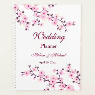 Agenda Flores de cerezo Blanco rosa Añadir nombres Boda