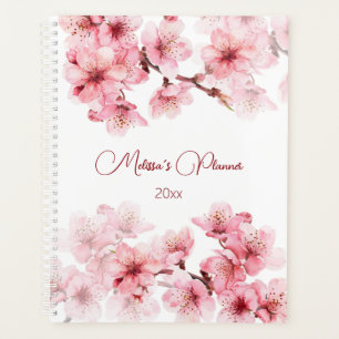 Agenda Flores de cerezo Personalizado blanco rosado