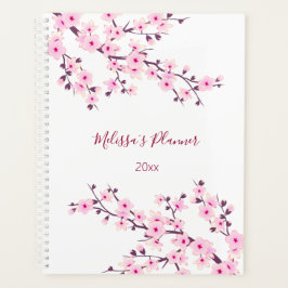 Agenda Flores de cerezo Personalizado blanco rosado