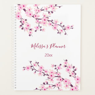 Agenda Flores de cerezo Personalizado blanco rosado