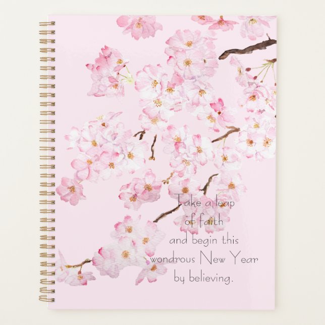 Agenda flores de cerezo rosa pintadas a mano (Anverso)