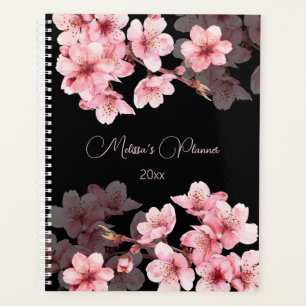 Agenda Flores de Cerezo Rosadas Negras Personalizadas