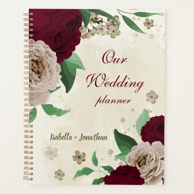 Agenda flores de champán de Borgoña boda (Anverso)