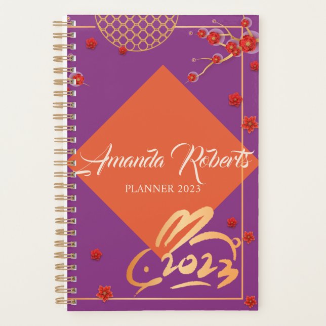 Agenda Flores de ciruelas de ciruela de conejo de Año Nue (Anverso)