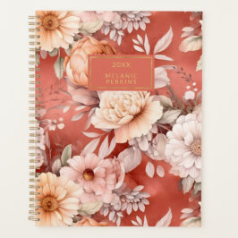 Agenda Flores de color coral de crema floral vintage