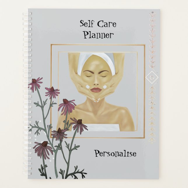 Agenda Flores de cono rosado de masaje de autocuidado dia (Anverso)