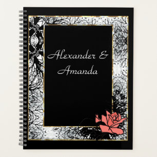 Agenda Flores de coral grunge de rosa retro vintage de co