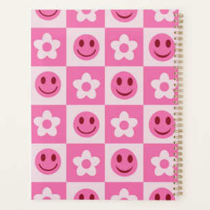 Agenda Flores de cuadros y caras felices rosadas