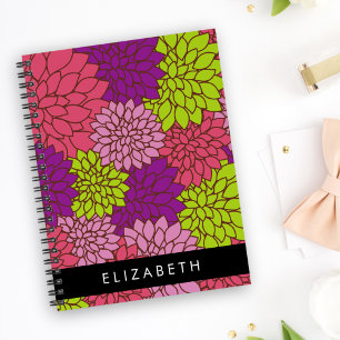 Agenda Flores de Dahlia, flores coloridas, tu nombre