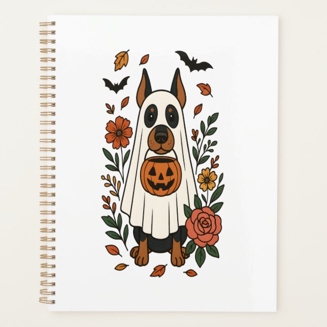 Agenda Flores de Doberman Pinscher de Halloween (Anverso)