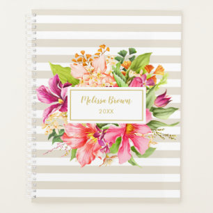 Agenda Flores de época Moda Pastel Rosa Elegante Planner