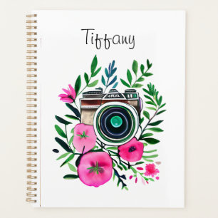 Agenda Flores de época y cámara retro personalizada