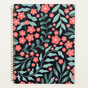 Agenda Flores de estilo retro rosado florecientes al esti