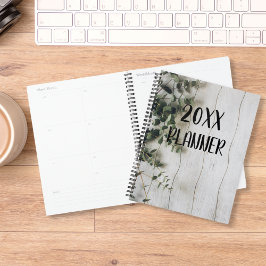 Agenda Flores de eucalipto en madera rústica