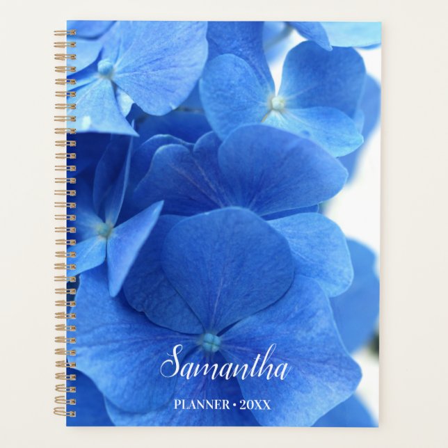 Agenda Flores de hidrangea azul personalizadas (Anverso)