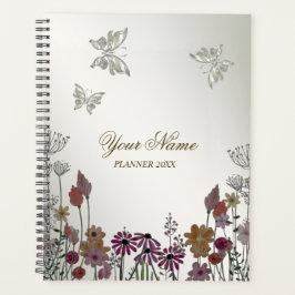 Agenda Flores de jardín coloridas Mariposas Naturaleza Rú