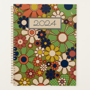 Agenda Flores de jardín retro Groovy Floral vintage de 70