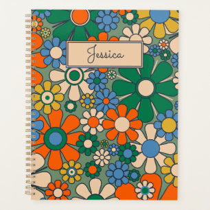 Agenda Flores de jardín retro Groovy patrón floral de los